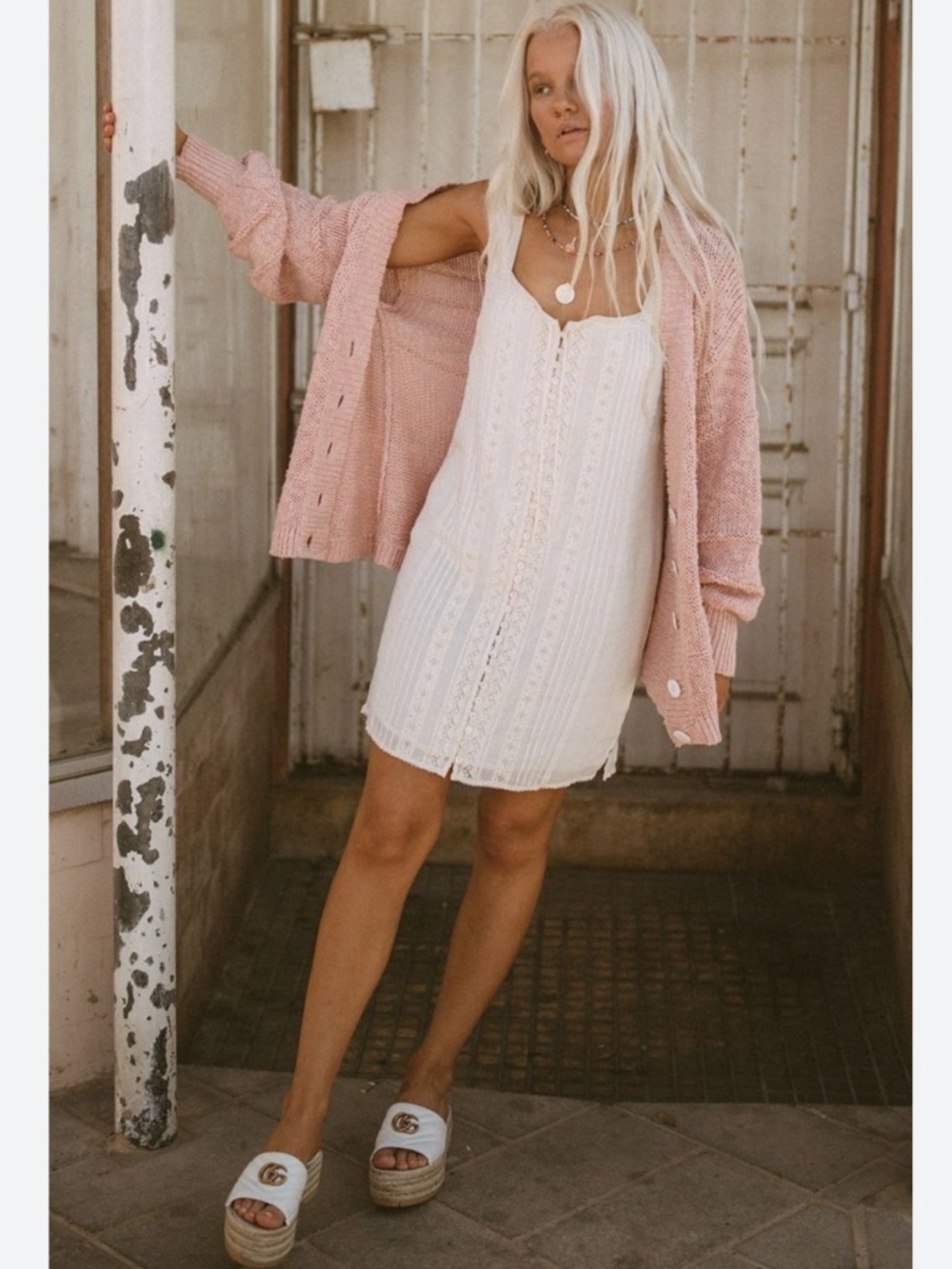 Spell & The Gypsy Collective “Pearl  on Pearl” Knit Cardigan L